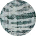 Round Machine Washable Abstract Cloud Gray Rug, wshabs768