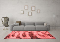 Machine Washable Abstract Red Modern Rug, wshabs768red