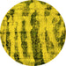 Round Abstract Yellow Modern Rug, abs768yw