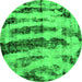 Round Abstract Green Modern Rug, abs768grn