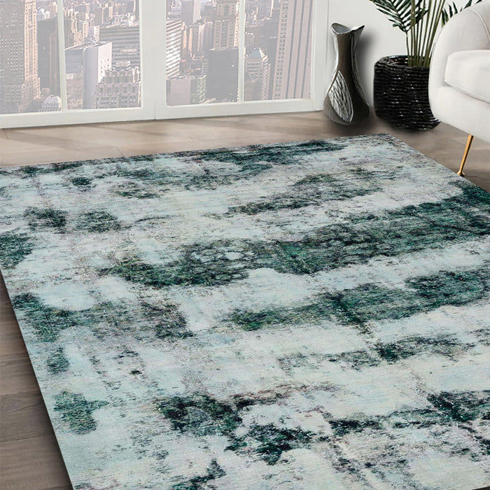 Machine Washable Abstract Cloud Gray Rug in a Family Room, wshabs768