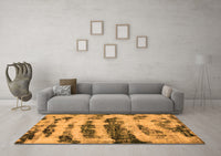 Machine Washable Abstract Orange Modern Rug, wshabs768org