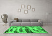 Machine Washable Abstract Green Modern Area Rugs in a Living Room,, wshabs768grn