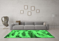 Machine Washable Abstract Green Modern Rug, wshabs768grn