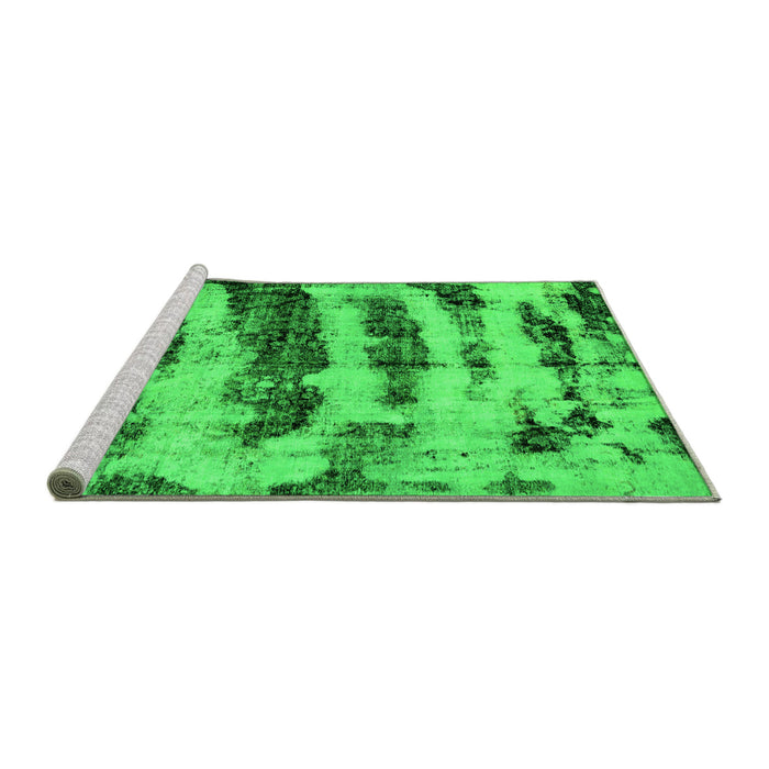 Sideview of Machine Washable Abstract Green Modern Area Rugs, wshabs768grn