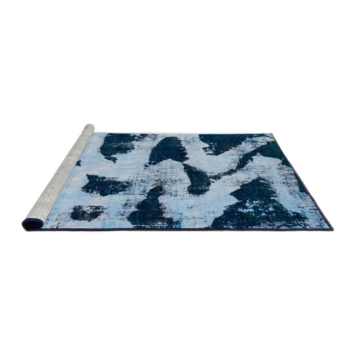 Sideview of Machine Washable Abstract Blue Rug, wshabs769