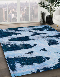 Machine Washable Abstract Blue Rug in a Family Room, wshabs769