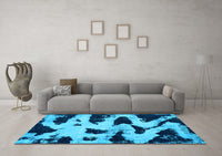 Machine Washable Abstract Light Blue Modern Rug, wshabs769lblu