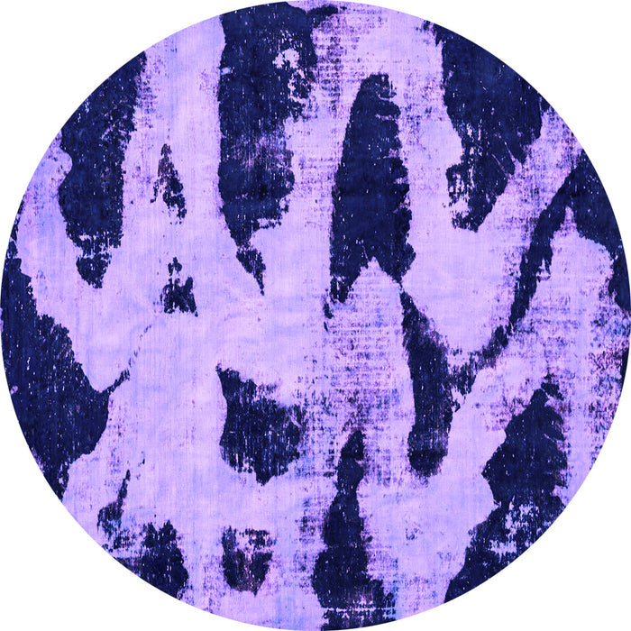 Round Machine Washable Abstract Purple Modern Area Rugs, wshabs769pur