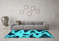 Machine Washable Abstract Turquoise Modern Rug, wshabs769turq