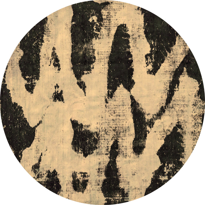 Round Machine Washable Abstract Brown Modern Rug, wshabs769brn