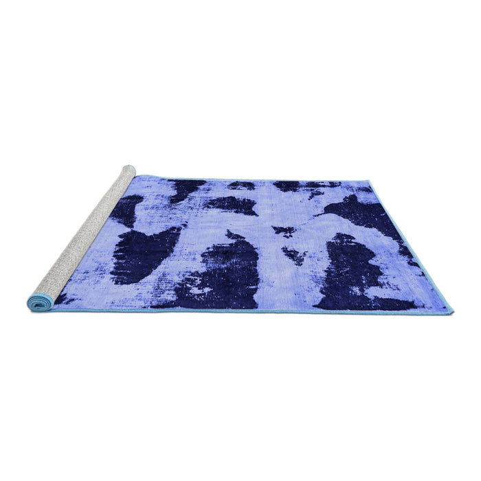 Sideview of Machine Washable Abstract Blue Modern Rug, wshabs769blu