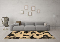 Machine Washable Abstract Brown Modern Rug, wshabs769brn