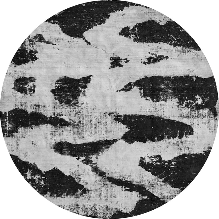 Round Machine Washable Abstract Gray Modern Rug, wshabs769gry