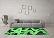 Machine Washable Abstract Emerald Green Modern Area Rugs in a Living Room,, wshabs769emgrn