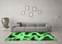 Machine Washable Abstract Emerald Green Modern Rug, wshabs769emgrn