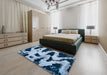 Abstract Blue Modern Rug in a Bedroom, abs769