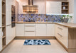 Abstract Blue Modern Rug in a Kitchen, abs769