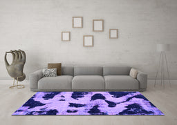 Machine Washable Abstract Purple Modern Area Rugs in a Living Room, wshabs769pur