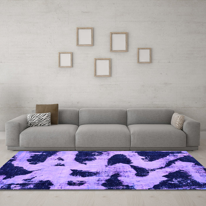 Machine Washable Abstract Purple Modern Area Rugs in a Living Room, wshabs769pur