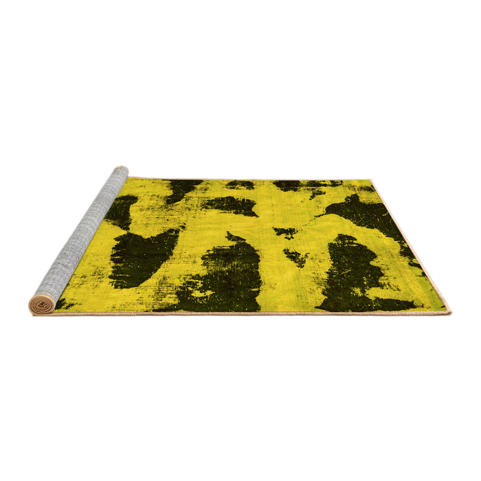 Sideview of Machine Washable Abstract Yellow Modern Rug, wshabs769yw