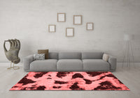 Machine Washable Abstract Red Modern Rug, wshabs769red