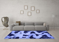 Machine Washable Abstract Blue Modern Rug, wshabs769blu