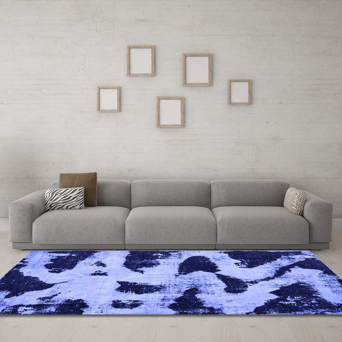 Machine Washable Abstract Blue Modern Rug in a Living Room, wshabs769blu