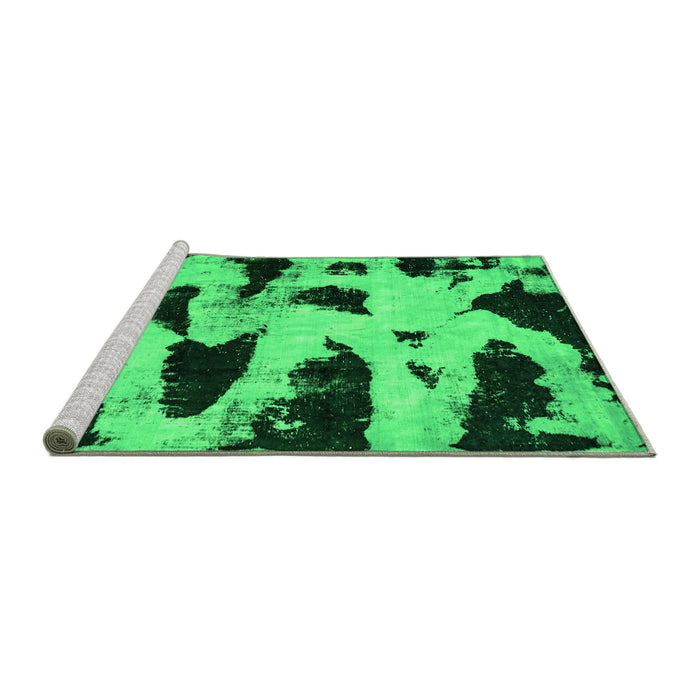 Sideview of Machine Washable Abstract Green Modern Area Rugs, wshabs769grn