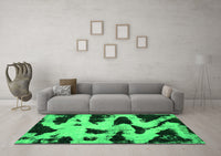 Machine Washable Abstract Green Modern Rug, wshabs769grn