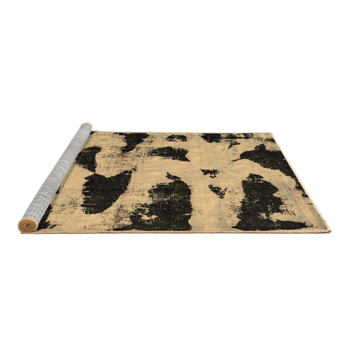 Sideview of Machine Washable Abstract Brown Modern Rug, wshabs769brn