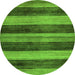 Round Machine Washable Abstract Green Modern Area Rugs, wshabs76grn