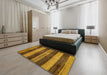 Abstract Saddle Brown Modern Rug in a Bedroom, abs76