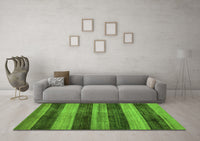 Machine Washable Abstract Green Modern Rug, wshabs76grn