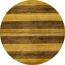 Round Machine Washable Abstract Saddle Brown Rug, wshabs76