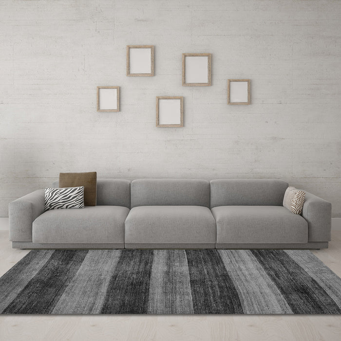 Machine Washable Abstract Gray Modern Rug in a Living Room,, wshabs76gry