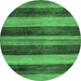 Round Abstract Emerald Green Modern Rug, abs76emgrn