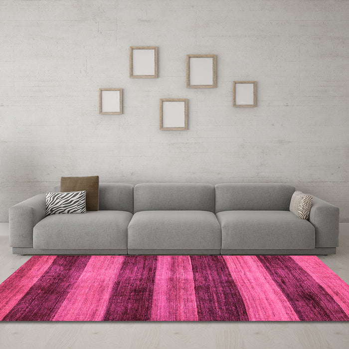 Machine Washable Abstract Pink Modern Rug in a Living Room, wshabs76pnk