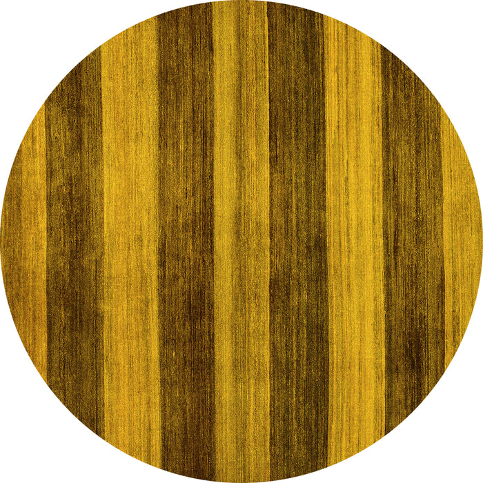 Round Abstract Yellow Modern Rug, abs76yw