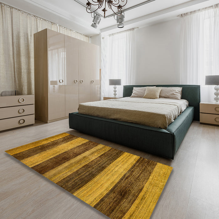 Machine Washable Abstract Saddle Brown Rug in a Bedroom, wshabs76