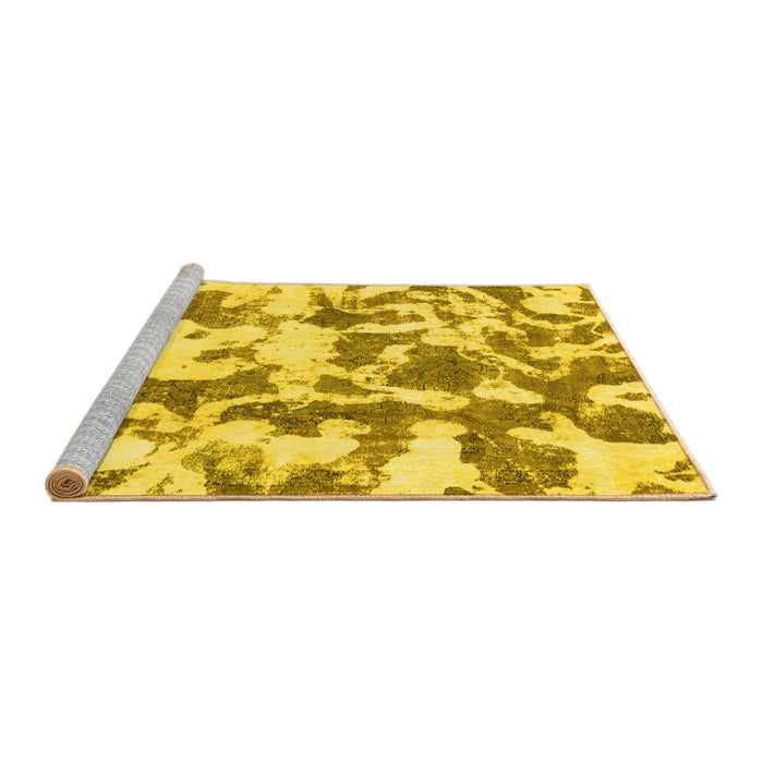 Sideview of Machine Washable Abstract Yellow Modern Rug, wshabs770yw