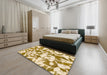 Abstract Sun Yellow Modern Rug in a Bedroom, abs770