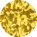 Round Machine Washable Abstract Yellow Modern Rug, wshabs770yw