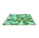 Sideview of Machine Washable Abstract Turquoise Modern Area Rugs, wshabs770turq