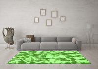 Machine Washable Abstract Green Modern Rug, wshabs770grn