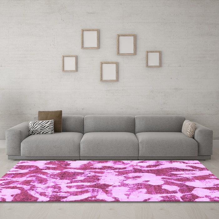 Machine Washable Abstract Purple Modern Area Rugs in a Living Room, wshabs770pur