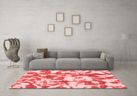 Machine Washable Abstract Red Modern Rug, wshabs770red