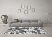 Machine Washable Abstract Gray Modern Rug, wshabs770gry