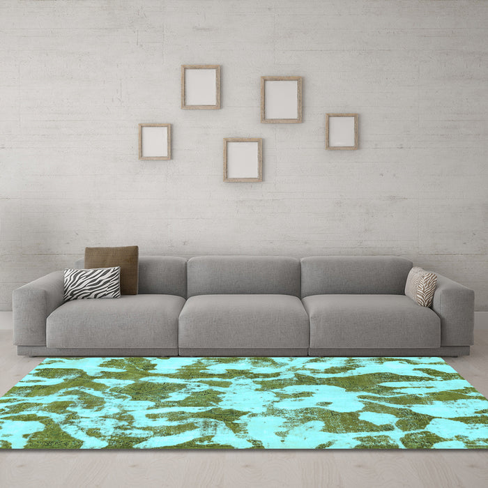 Machine Washable Abstract Light Blue Modern Rug in a Living Room, wshabs770lblu