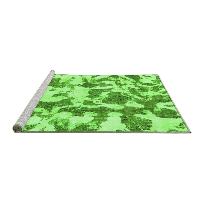 Sideview of Machine Washable Abstract Green Modern Area Rugs, wshabs770grn